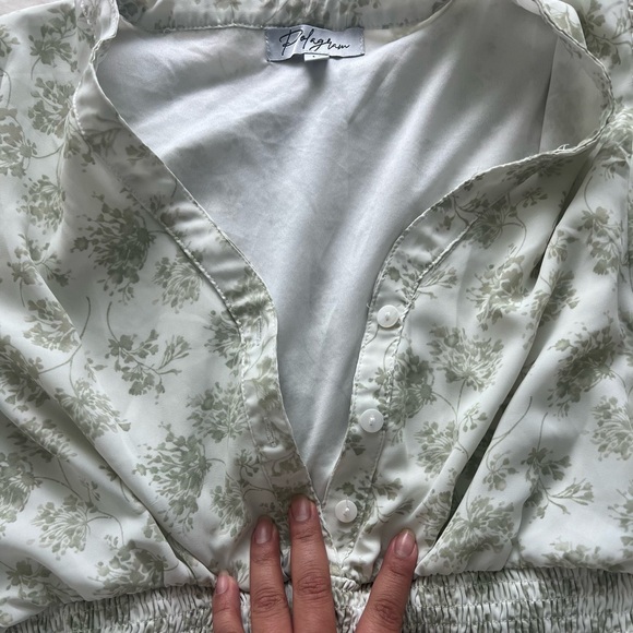 Polagram Green Floral Long Sleeve Dress - Picture 7 of 7